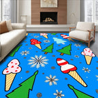 Whimsical Christmas Ice Cream Snowflakes Trees Rug