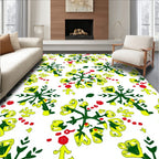 Yellow Green Floral Arrangement Red Accents Rug