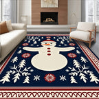 Winter Snowman Scene Folk Art Rug