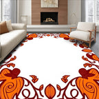 Autumnal Orange Floral Vine Border Rug