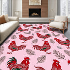 Crimson Roosters Fern Foliage Blend Rug