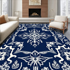 Deep Blue White Intricate Mandala Medallion Rug