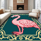Pink Flamingo With Ornate Border Rug