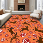 Woodland Reindeer Swirls Candy Rug