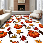 Harvest Orange Pumpkin Foliage Pattern Rug
