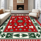 Red Cream Forest Whimsical Animal Rug