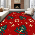 Red Woodland Pine Snowflake Yuletide Rug