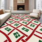 Red Green Gift Wrapped Holiday Lattice Rug