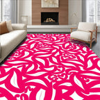 Vibrant Hot Pink Abstract Foliage Rug