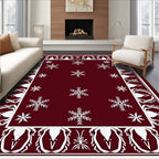 Crimson Snowflake Borders Rug