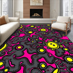 Bold Pink Yellow Microscopic Organism Rug
