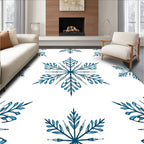Dark Blue Snowflake Outline Textile Rug