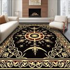 Black Golden Floral Medallion Starburst Rug