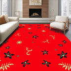 Red Floral Scatter With Twirls Rug
