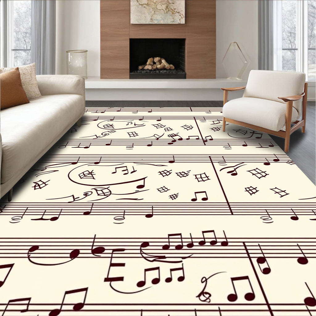 Retro brown musical notes on cream Rug