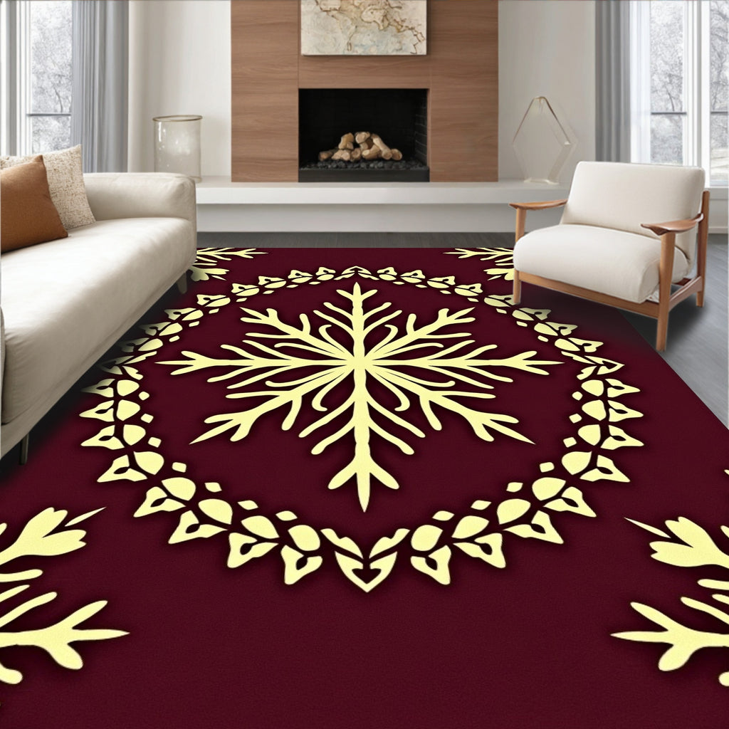 Burgundy Cream Medallion Floral Rug