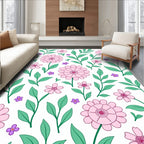 Pink Daisy Floral Branch Garden Rug