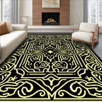 Black Gold Interlocking Labyrinth Rug
