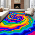 Vibrant Rainbow Swirl Abstract Rug