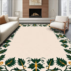 Emerald Green Gold Leaf Scrollwork Rug