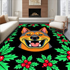 Christmas Holly Dog Portrait Rug