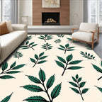 Deep Forest Green Fern Branches Rug
