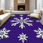 White Snowflake Collection on Purple Background Rug