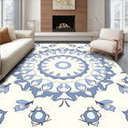 Light Blue Floral Medallion Mandala Rug