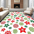 Red Green Star Swirl Bloom Rug