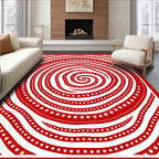 Red White Star Swirl Spiral Rug