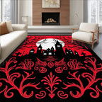 Spooky Red Gothic Castle Moonscape Rug