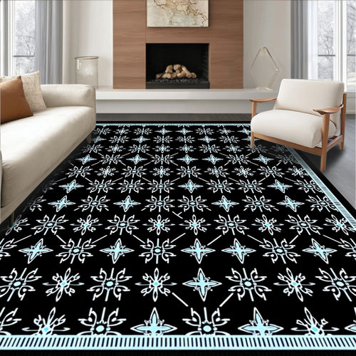 Black And White Geometric Star Rug
