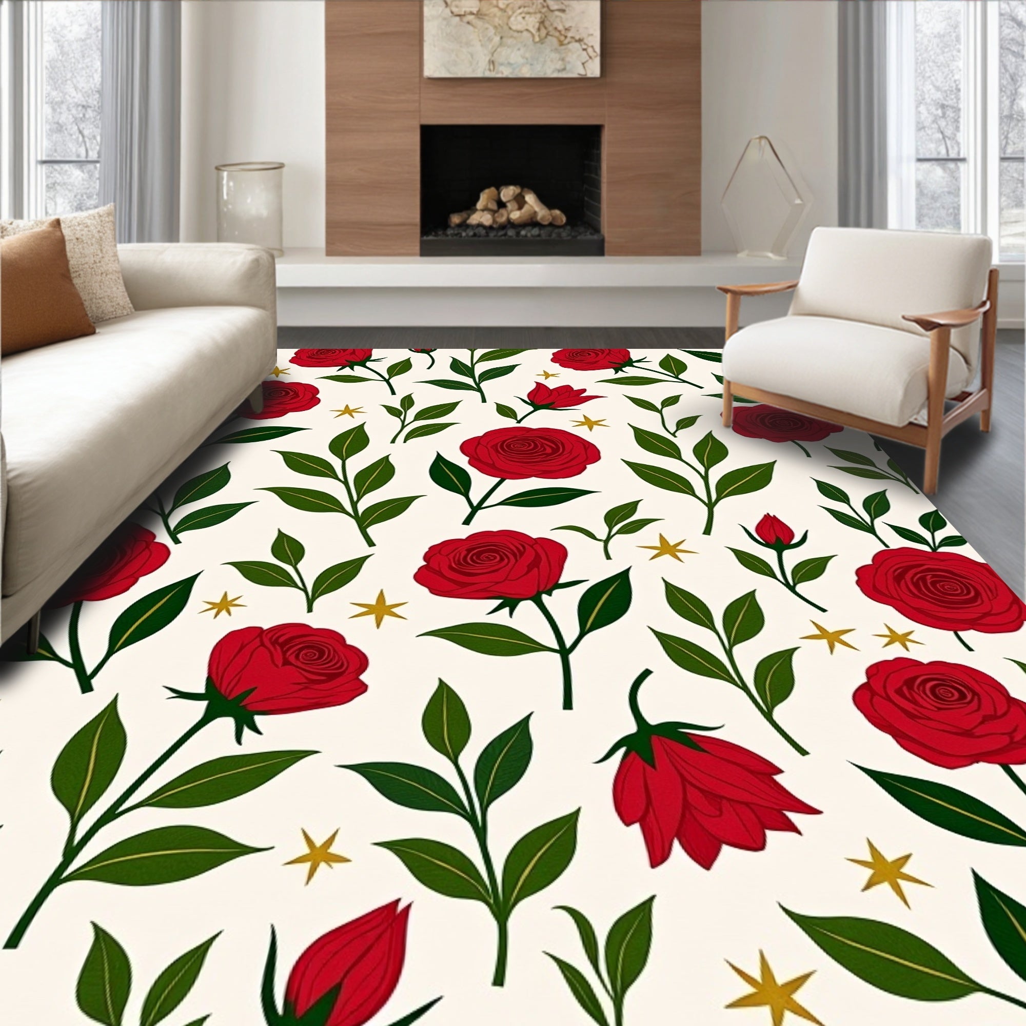 Red Rose Botanical Garden Rug