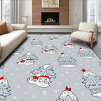 Whimsical Gray Winter Tree Homes Rug