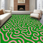 Whimsical Red Candy Cane Swirl Rug