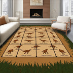 Dinosaur Chart Brown Botanical Border Rug