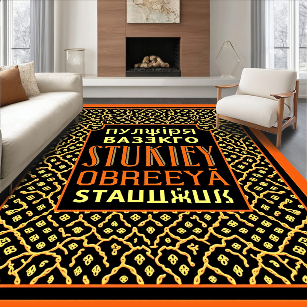 Black Gold Floral Lattice Rug