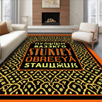 Black Gold Floral Lattice Rug