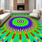 Vibrant Radial Green Sunburst Rug