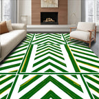 Green White Chevron Quilted Stripe Rug