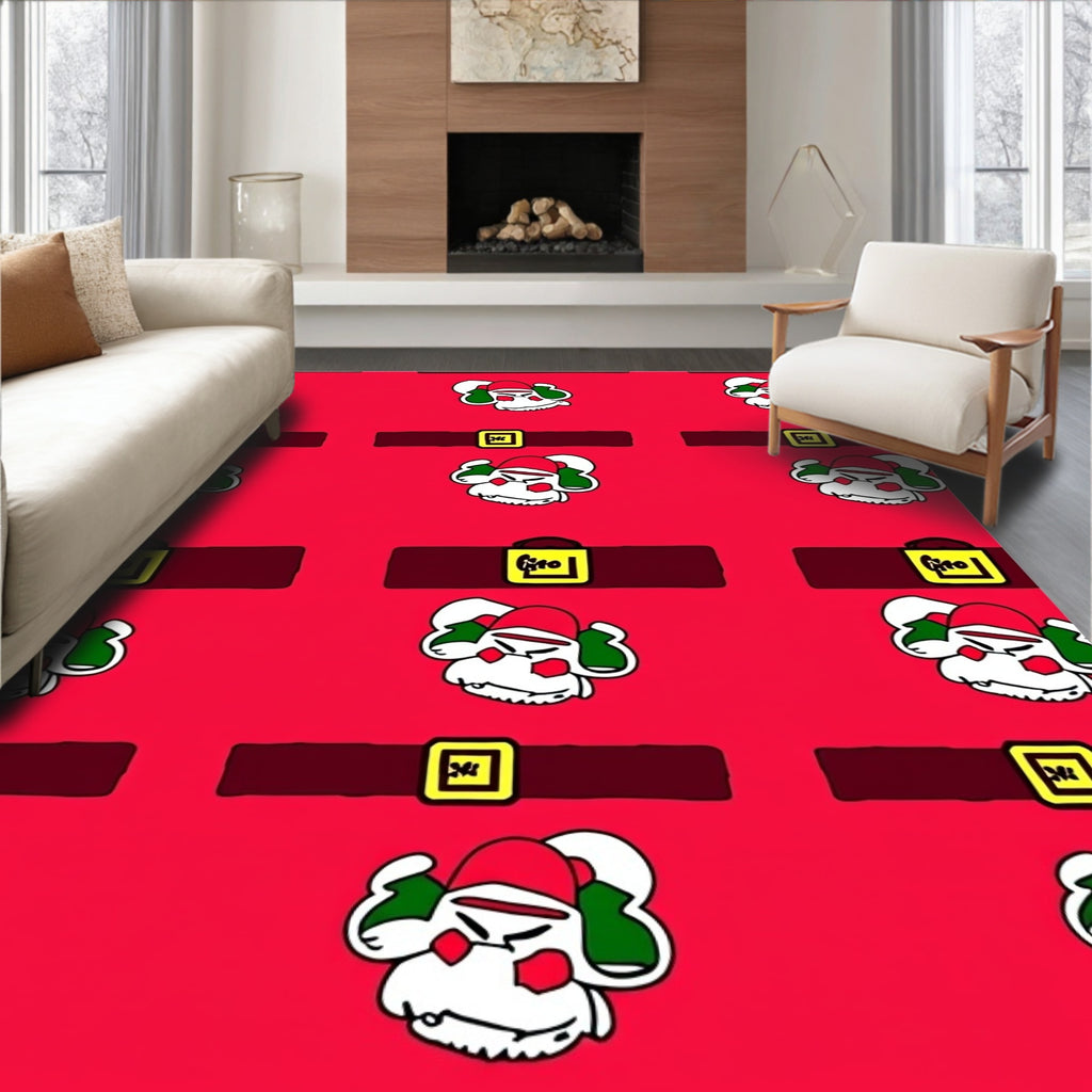 Festive Red Santa Belt Stripe Rug
