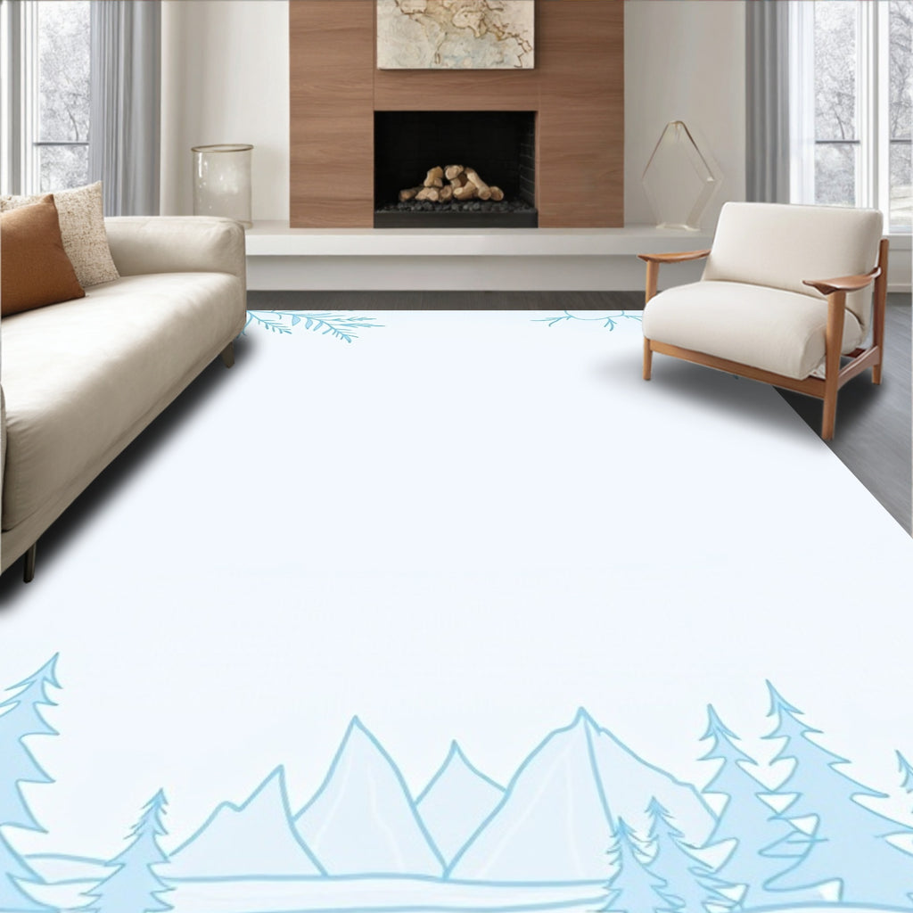 Winter Forest Mountains Landscape Rug