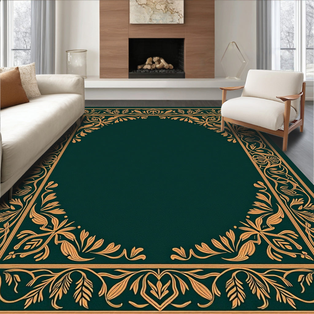 Gold Leaf Golden Vine Border Rug