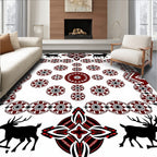 Crimson Deer Red Medallion Scene Rug