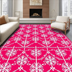Bright Pink Snowflake Lattice Rug