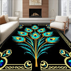 Exotic Turquoise Peacock Feather Bouquet Rug