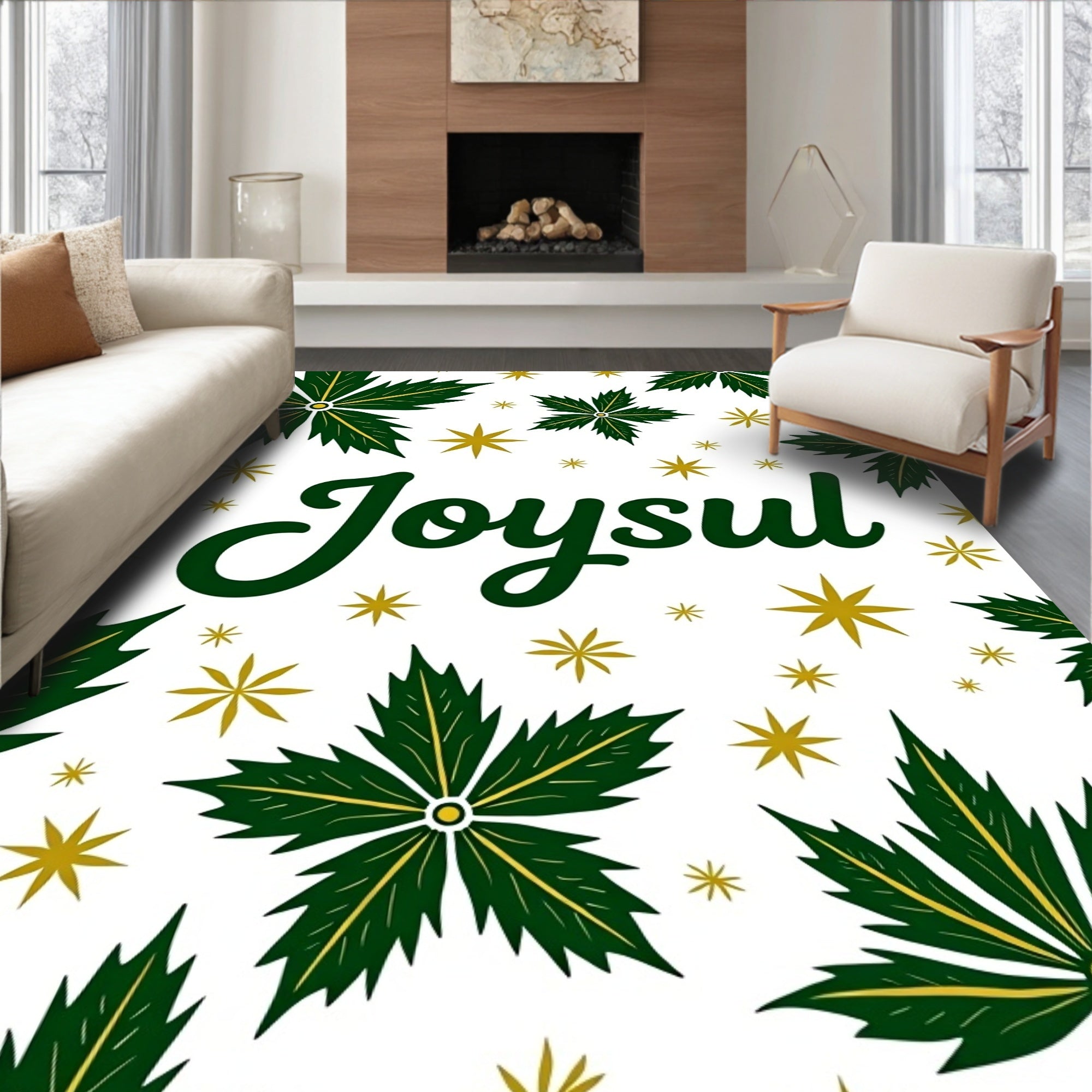 Emerald Green Holly Stars Rug