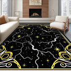 Cosmic Black Yellow Starry Meadow Rug