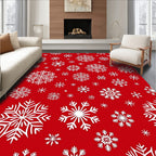 Festive Red White Snowflake Dispersion Rug