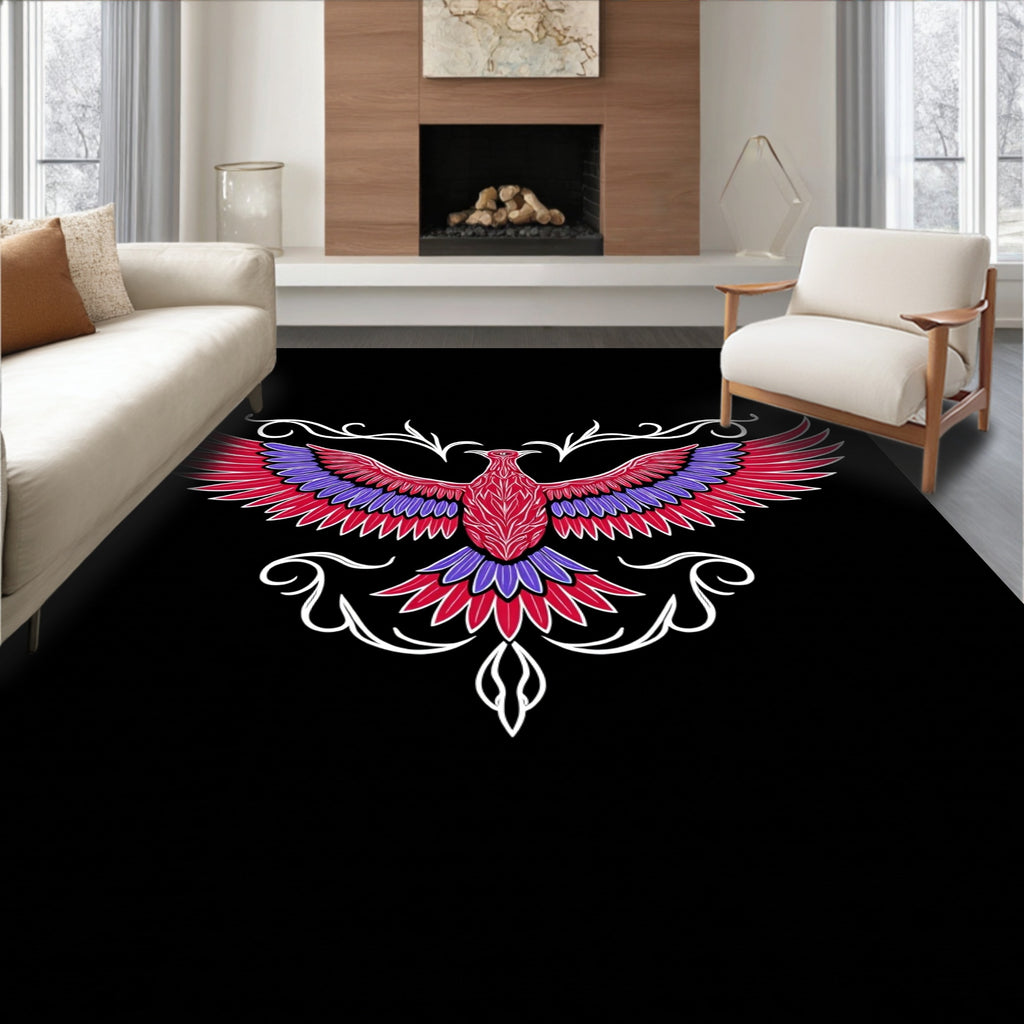 Crimson Purple Phoenix Winged Crest Rug